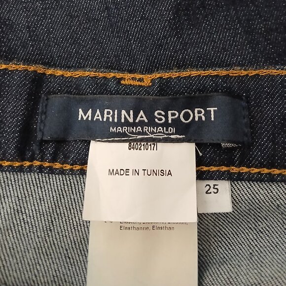 Marina Rinaldi Sport Jeans Size 25 US 16 Dark Wash Indigo Mid Rise Wide Leg - Picture 7 of 10